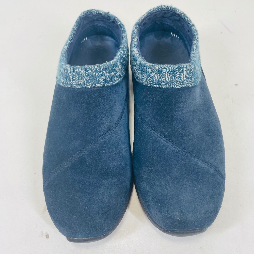 Vionic Arbor Navy Blue Suede Knit Collar Orthotic Slip On Mules Clogs Womens 8.5 - Picture 2 of 8